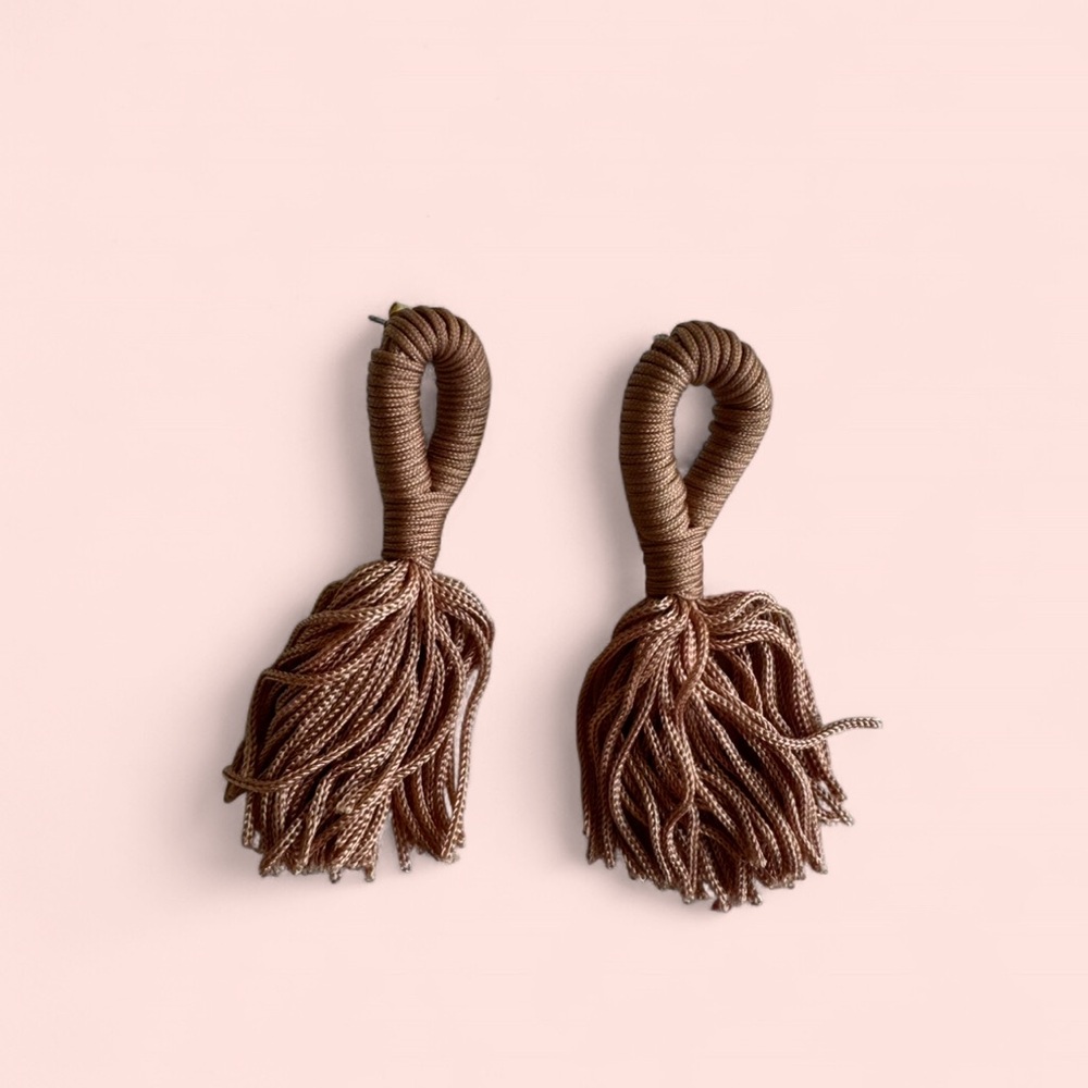 Elegant Mauve Tassel Earrings